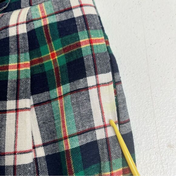 Vintage Talbots Plaid Linen Blend Bermuda Cuffed Shorts Women Size 8 Made in USA - Picture 10 of 14